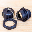 Cat.6a RJ45 Shielded Industrial Panel Mount Bulkhead Coupler with Dust Cap Waterproof Outdoor