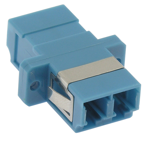 LC/UPC Singlemode Duplex Fiber Adapter / Coupler with Flange - Blue