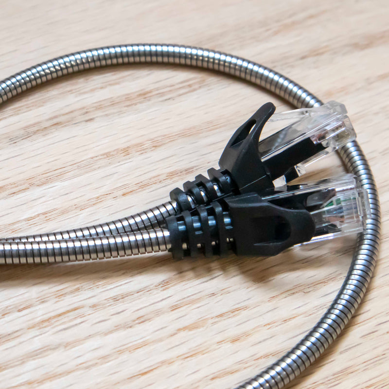 65 Foot Armored Cat.6A Patch Cable Industrial Anti-Rodent Slim 28 AWG