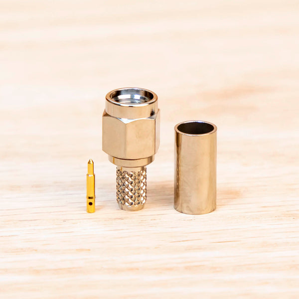 SMA Male Crimp Connector for LMR-195, RG-58 and RG-141 TAA Compliant