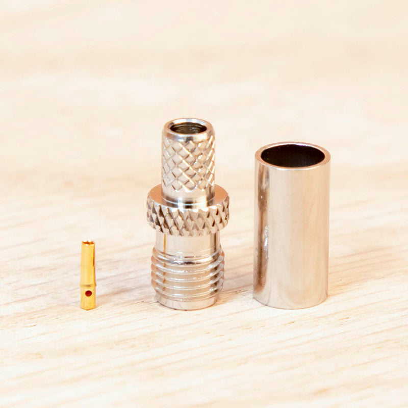SMA Female Crimp connector for RG-58, RG-141 and LMR-195 TAA Compliant