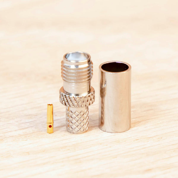 SMA Female Crimp connector for RG-58, RG-141 and LMR-195 TAA Compliant