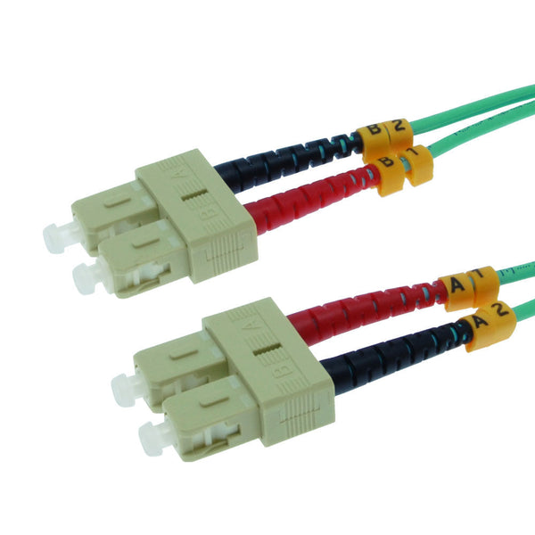 3 Meter SC/SC Fiber Optic Patch Cable - UPC - OM3 Multimode Duplex OFNR 2.0mm Aqua