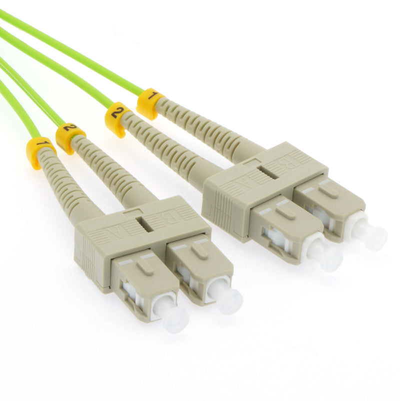 1 Meter SC/SC Fiber Optic Patch Cable - UPC - OM5 Multimode Duplex OFNR 2.0mm Lime Green Jacket