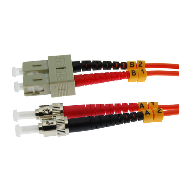 10 Meter ST/SC Fiber Optic Patch Cable - UPC - OM1 - 62.5 /125 Multimode Duplex OFNR 2.0mm