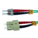 2 Meter ST/SC Fiber Optic Patch Cable - UPC - OM3 Multimode Duplex OFNR 2.0mm Aqua