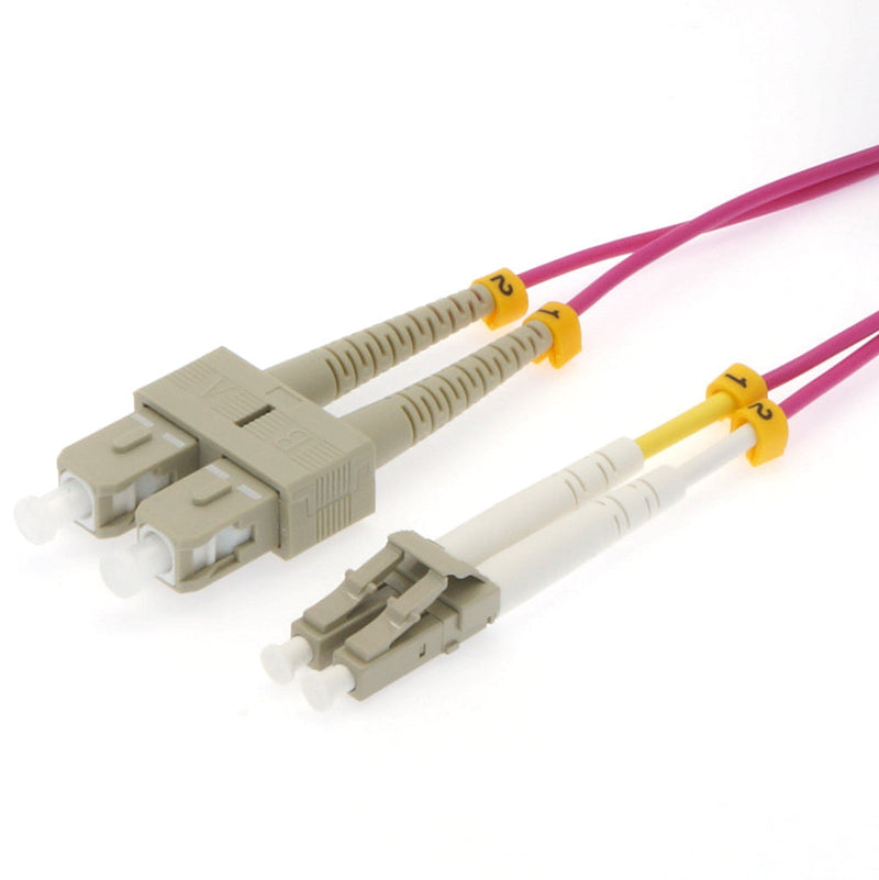 9 Meter LC/SC Fiber Optic Patch Cable - UPC - OM4 Multimode Duplex OFNR 2.0mm Erika Violet