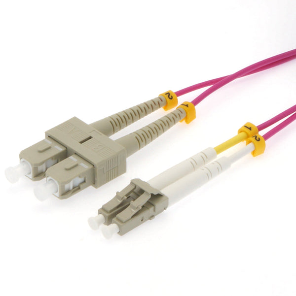 1.5 Meter LC/SC Fiber Optic Patch Cable - UPC - OM4 Multimode Duplex OFNR 2.0mm Erika Violet
