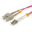 7 Meter LC/SC Fiber Optic Patch Cable - UPC - OM4 Multimode Duplex OFNR 2.0mm Erika Violet