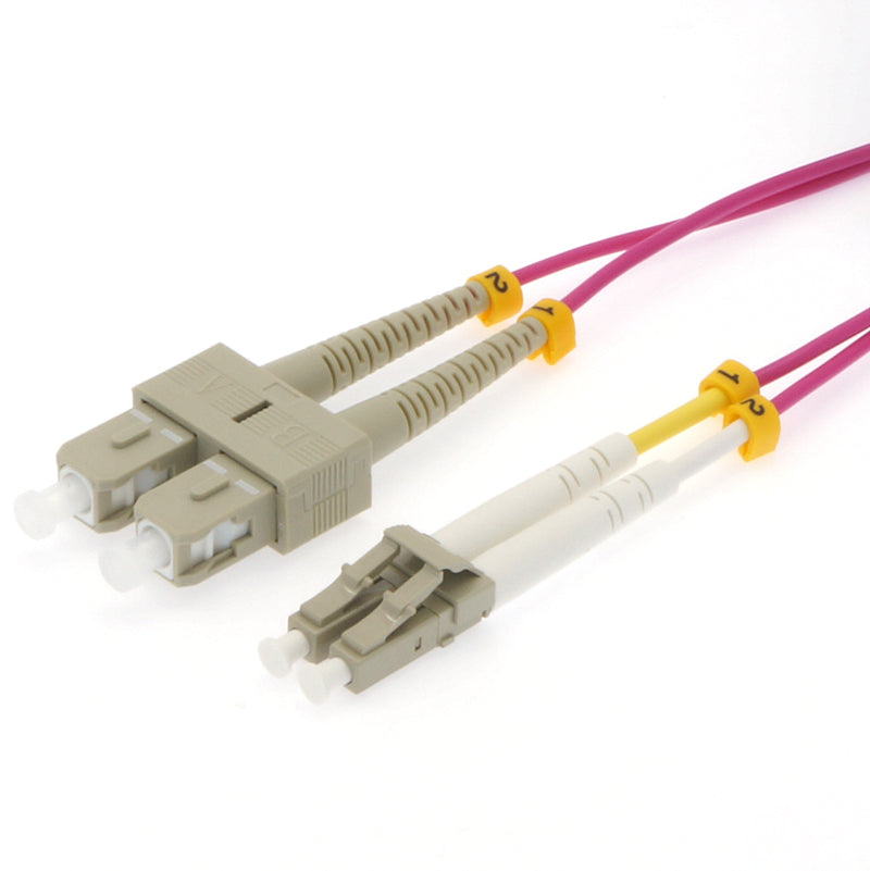 2 Meter LC/SC Fiber Optic Patch Cable - UPC - OM4 Multimode Duplex OFNR 2.0mm Erika Violet