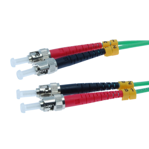 1 Meter ST/ST Fiber Optic Patch Cable - UPC - OM3 Multimode Duplex OFNR 2.0mm Aqua
