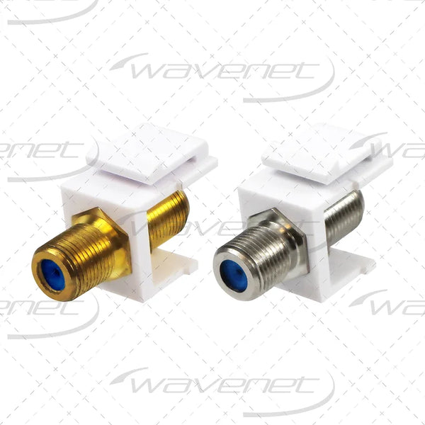 WAVENET SNAP-IN F-TYPE GOLD & NICKEL PLATED 3GHZ F/F KEYSTONE INSERT MODULES