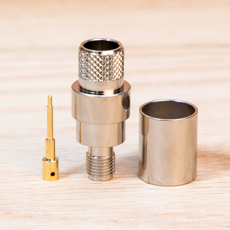 Reverse Polarity SMA Female Crimp Crimp connector for LMR-400 and Belden 9913 TAA Compliant