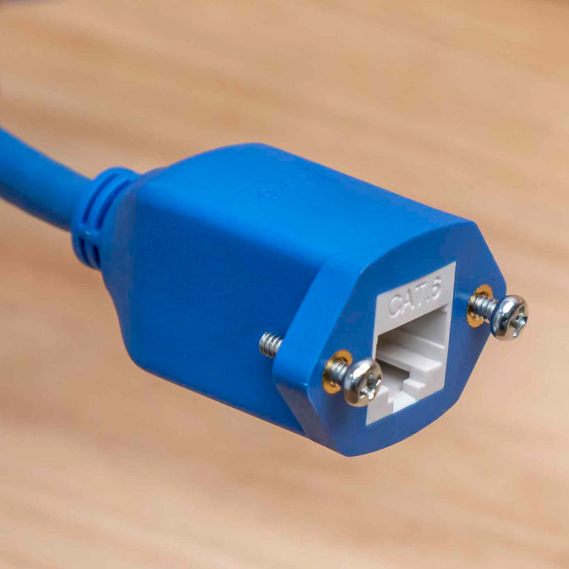 Panel-Mount Cat.6 Male to Female Ethernet Patch Cable Blue