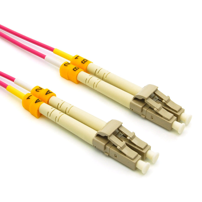 20 Meter LC/LC Fiber Optic Patch Cable - UPC - OM4 Multimode Duplex OFNR 2.0mm Erika Violet